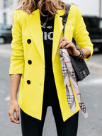 Women's Elegant Tailored Blazer with Double-Breasted Button Closure
