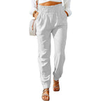Women's Comfortable and Elegant Summer Pants with Elastic Waist and Pockets