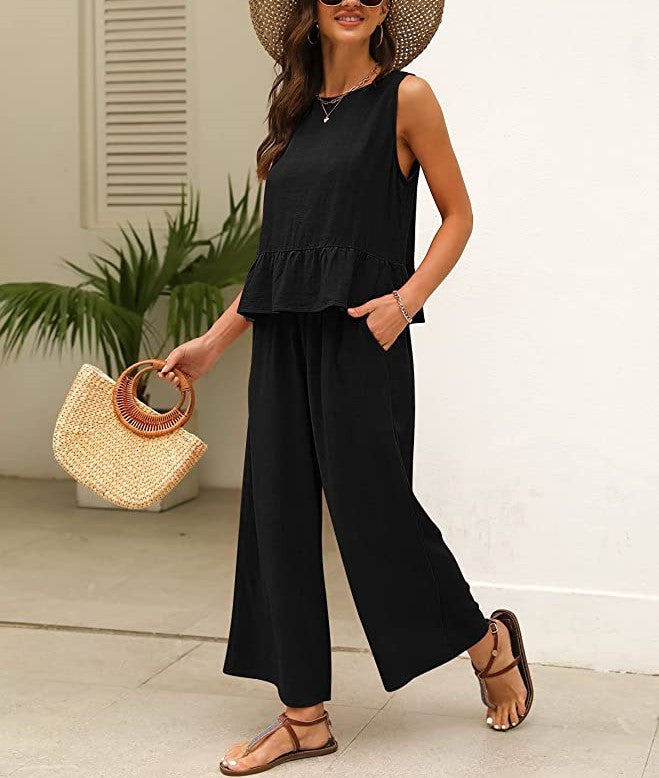 Women's Airy Jumpsuit with Ruffled Hem