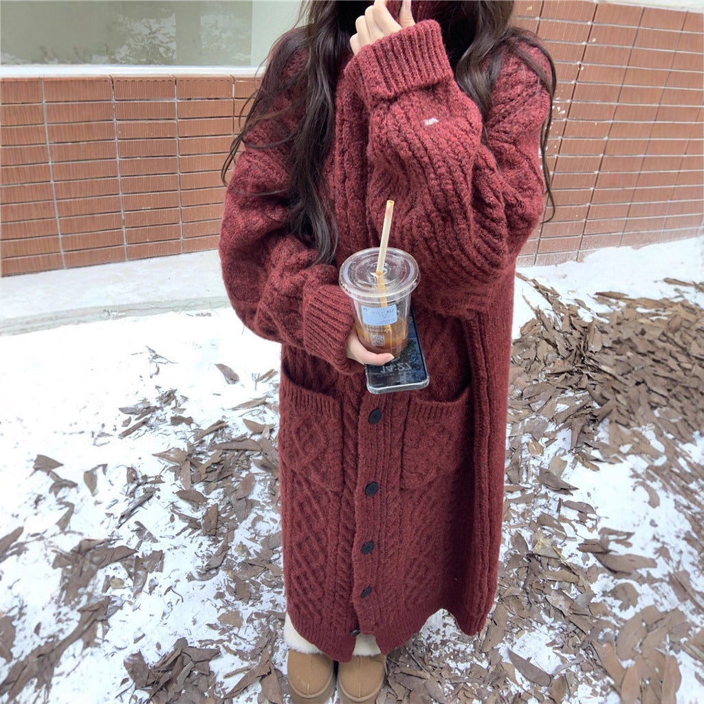 Chunky Knit Button-Up Coat