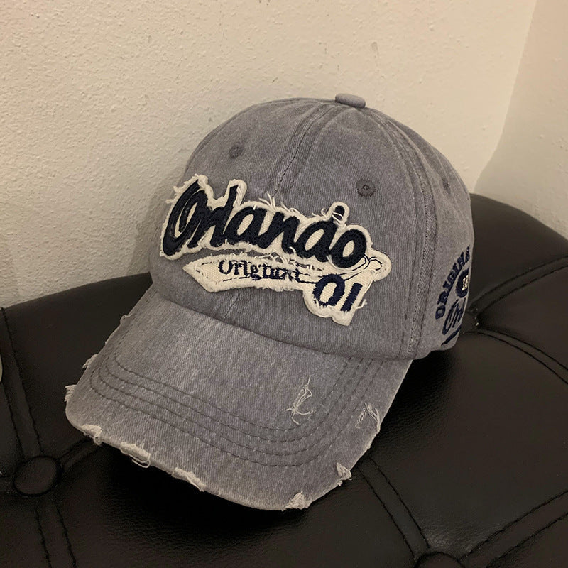 Men's Distressed Cotton Baseball Cap