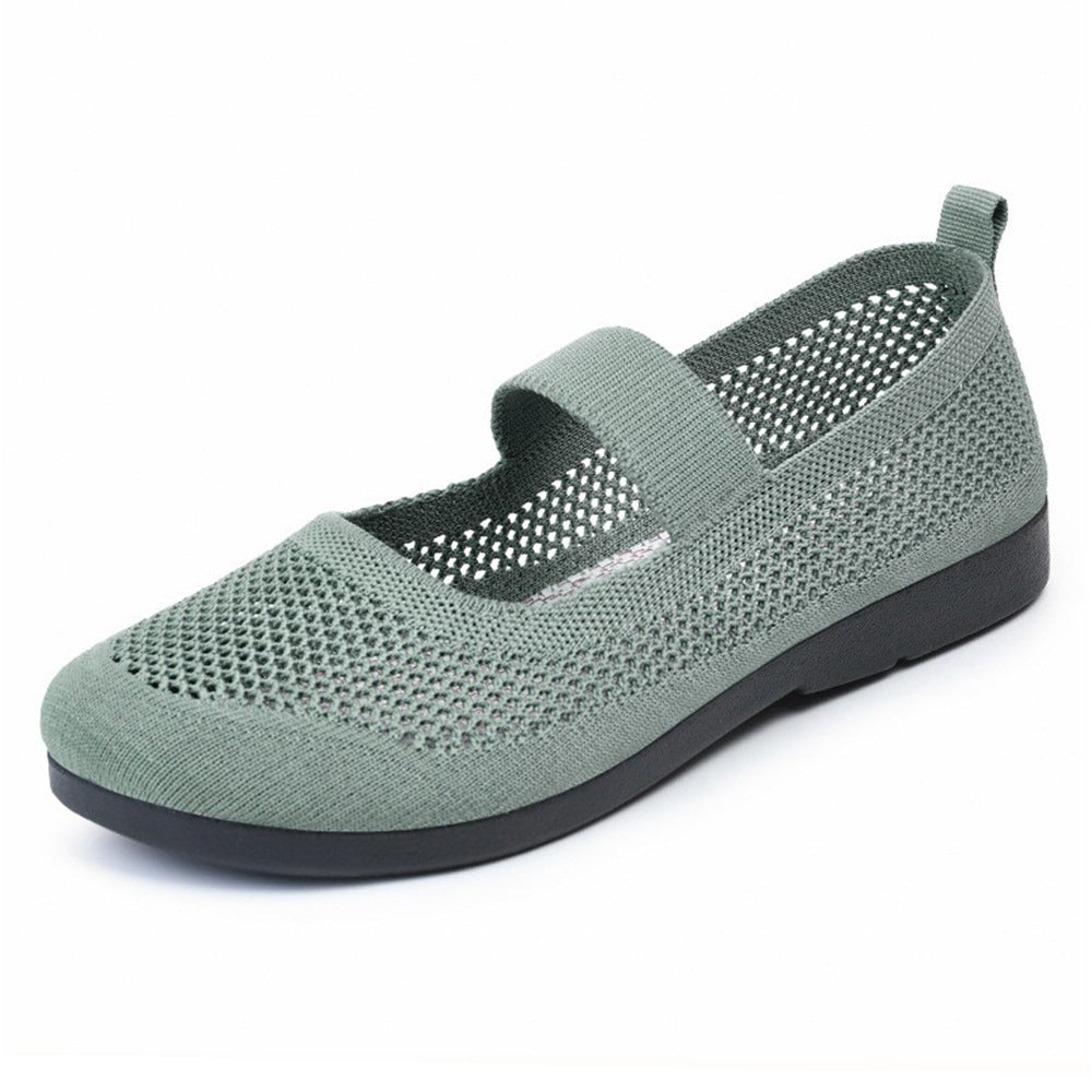 Women's Breathable Knit Ballet Flats with Elastic Strap