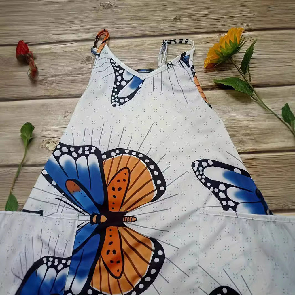 Women's Jumpsuit with Eye-Catching Butterfly Design and Practical Pockets