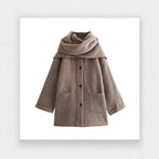 Women's Elegant Oversized Warm Wool Jacket with Pockets