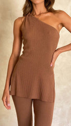 Women's Casual Asymmetrical Top and Pants Set