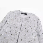 Elegant Tweed Jacket with Sparkling Sequins and Structured Design