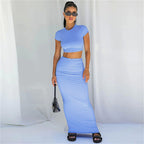 Women's Elegant Maxi Dress and Crop Top Set
