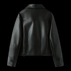Women's Elegant Faux Leather Jacket with Modern Silhouette and Practical Pockets