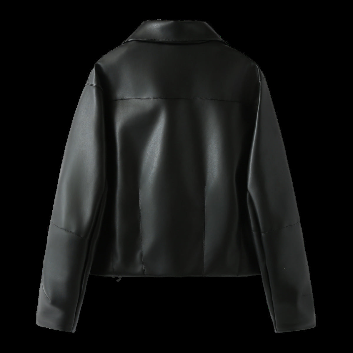 Women's Elegant Faux Leather Jacket with Modern Silhouette and Practical Pockets