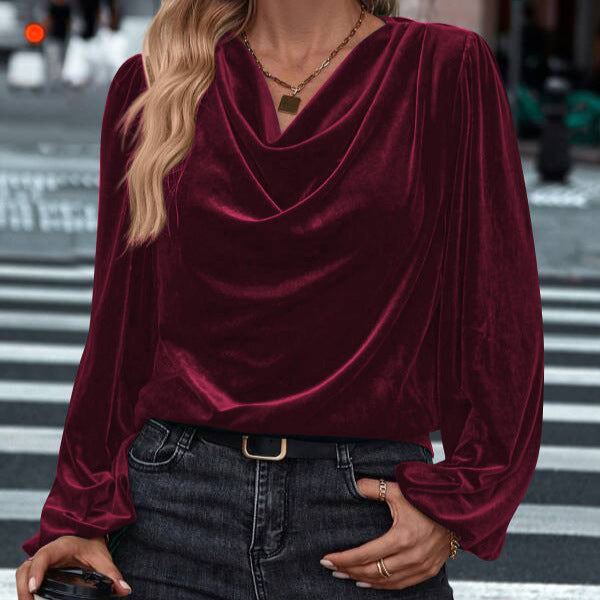 Women's Elegant Viscose Blouse with Cowl Neck