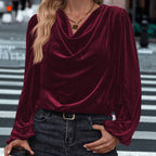 Women's Elegant Viscose Blouse with Cowl Neck