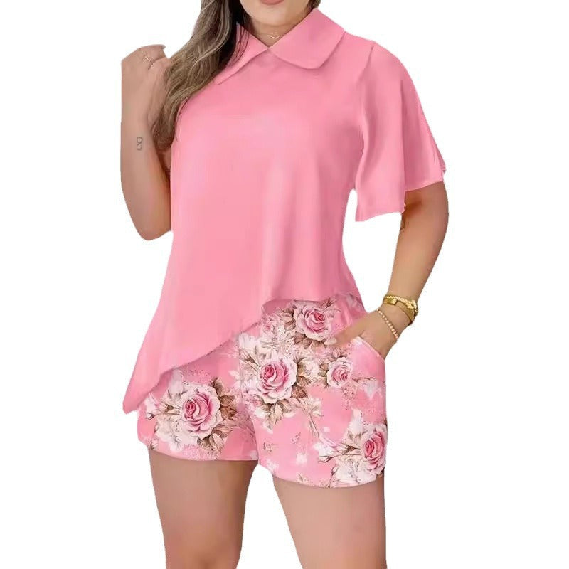 Floral Blouse and Shorts Set