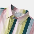 Women's Long-Sleeve Shirt with Colorful Stripe Pattern and Modern Cut
