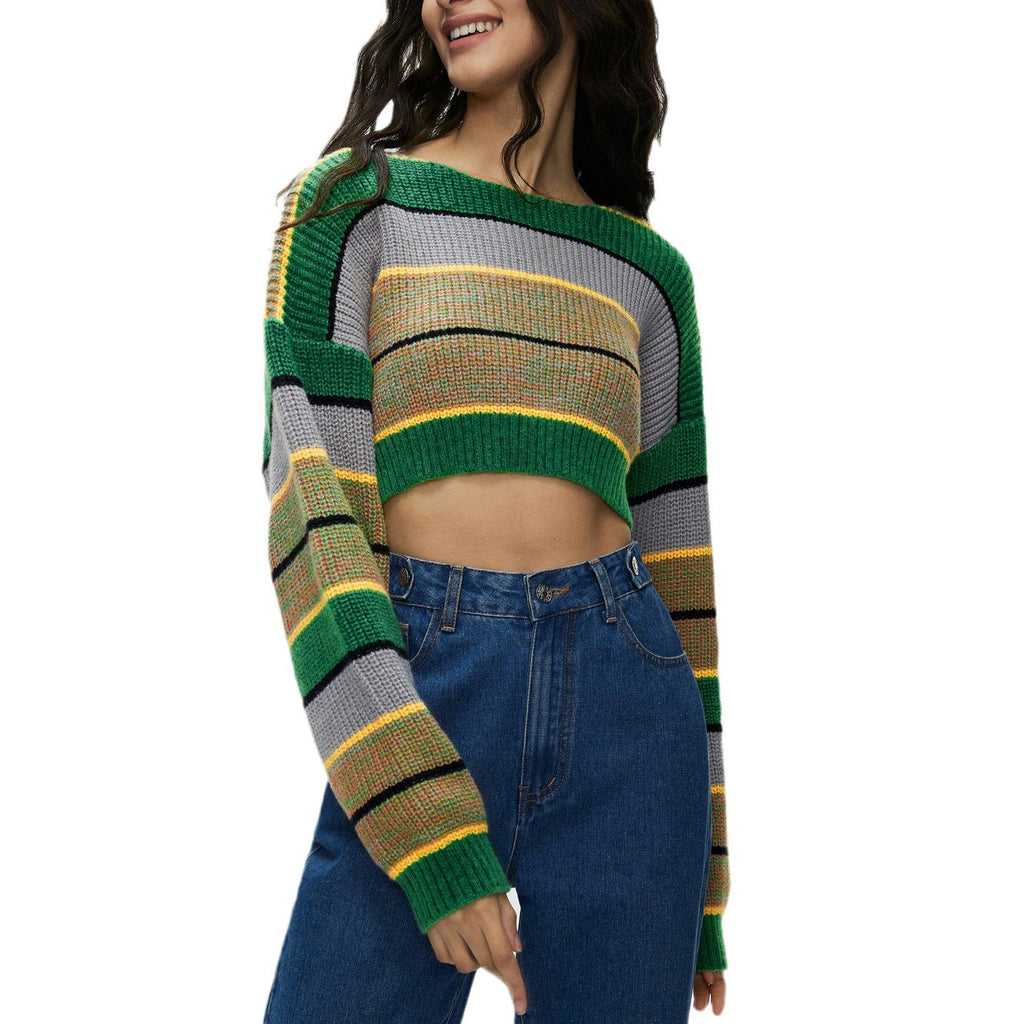 Women's Striped Crop Sweater