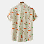 Women's Short-Sleeve Shirt with Mushroom Print and Loose Fit