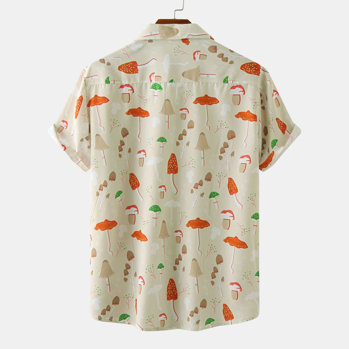 Women's Short-Sleeve Shirt with Mushroom Print and Loose Fit
