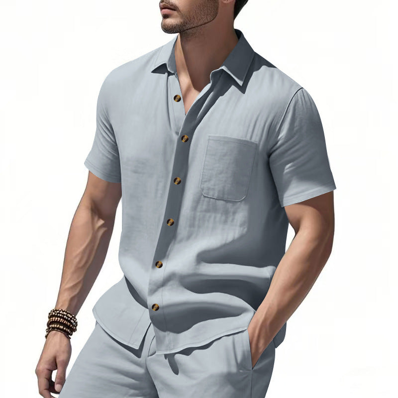 Men's Short-Sleeve Resort Shirt and Drawstring Bermuda Set
