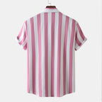 Women's Short-Sleeve Blouse with Modern Striped Design