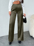 Women's Elegant High-Waisted Satin Wide-Leg Trousers
