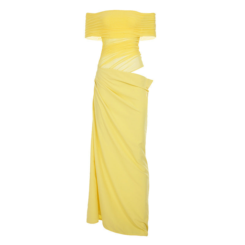 Elegant Slim-Fit Evening Dress with Sheer Inserts