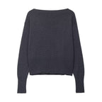Women's Elegant Oversized Knit Sweater with Wide Round Neck