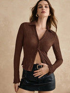 Women's Textured Long Sleeve Blouse