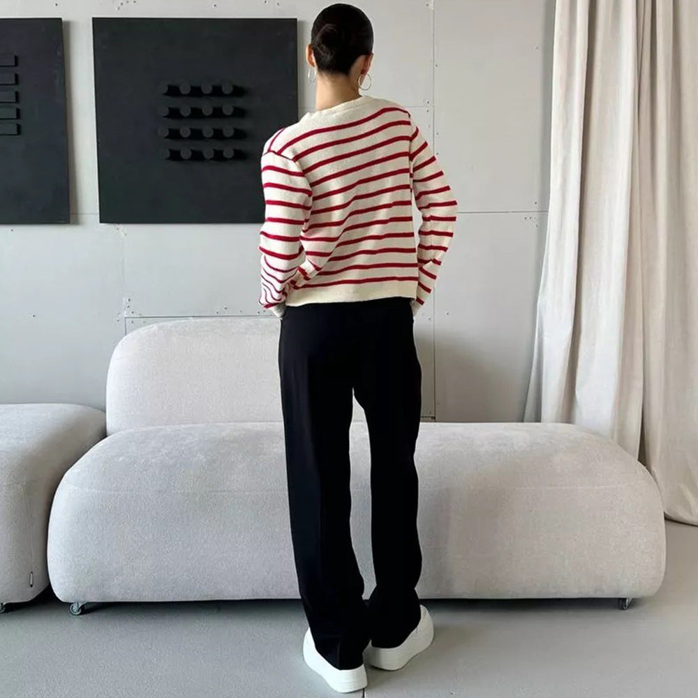 Striped Cardigan with Button Details