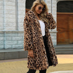 Women's Luxurious Leopard Print Fleece Coat