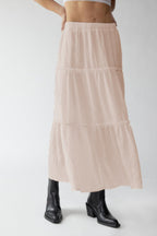 Women's Airy Cotton Maxi Skirt with Ruffle Details
