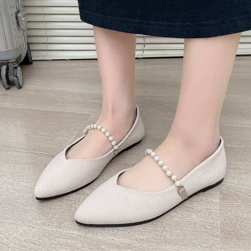 Women's Ballet Flats with Pearl Detail
