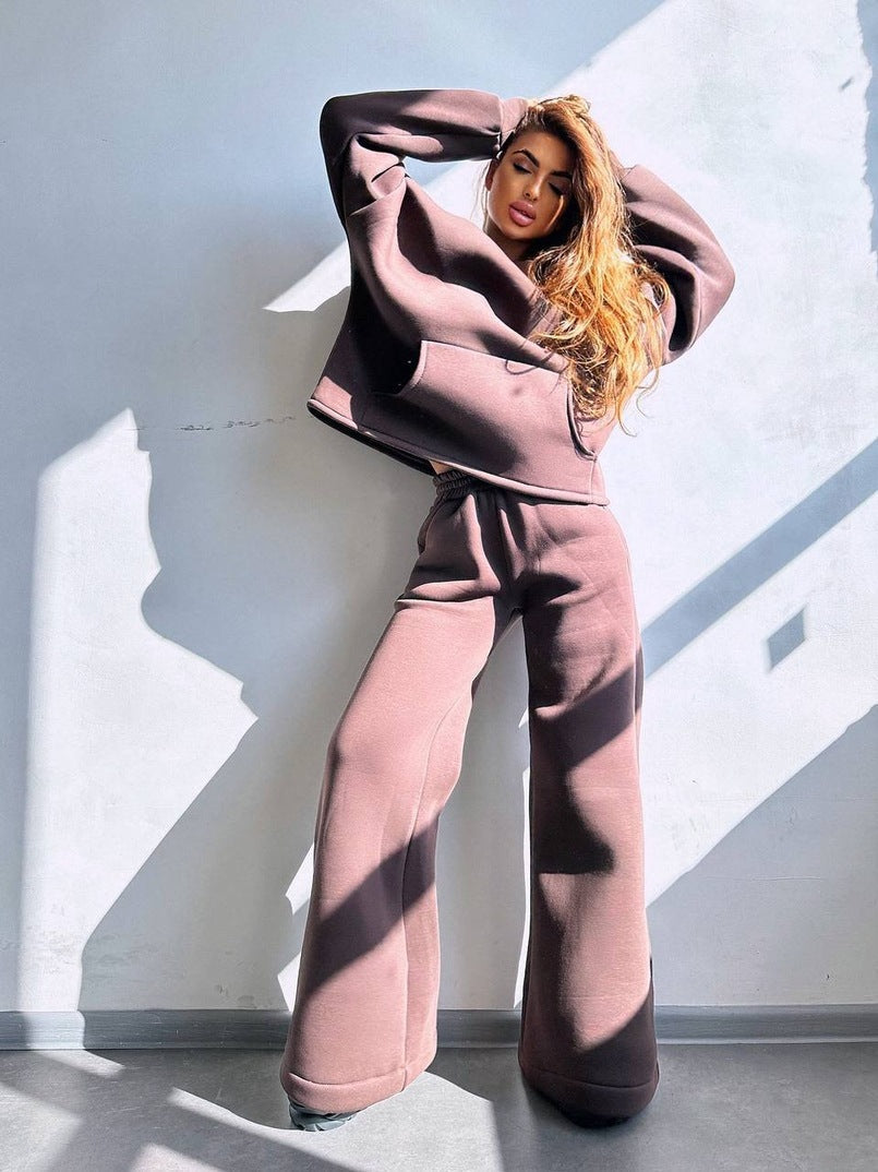 Women's Oversized Hoodie and Wide Leg Leisure Pants