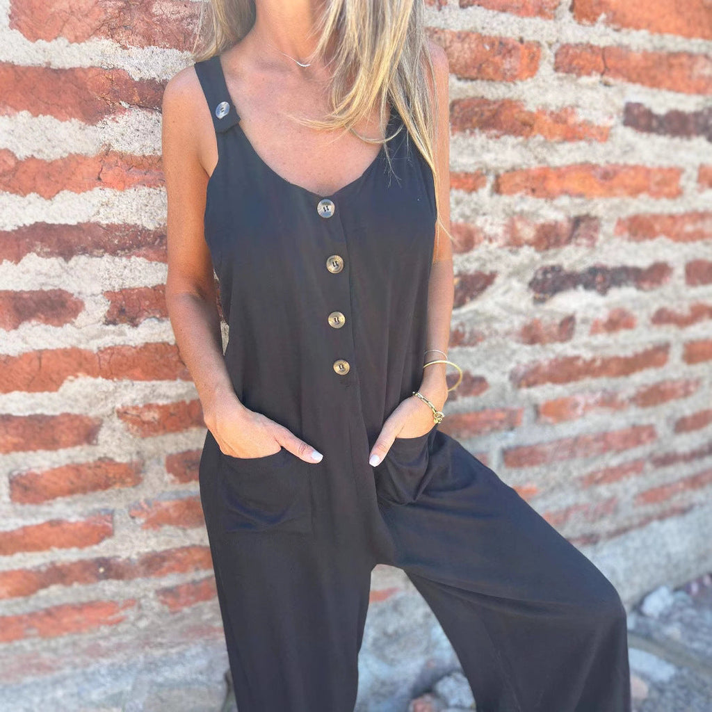 Women's Jumpsuit with Practical Pockets and Button Detail