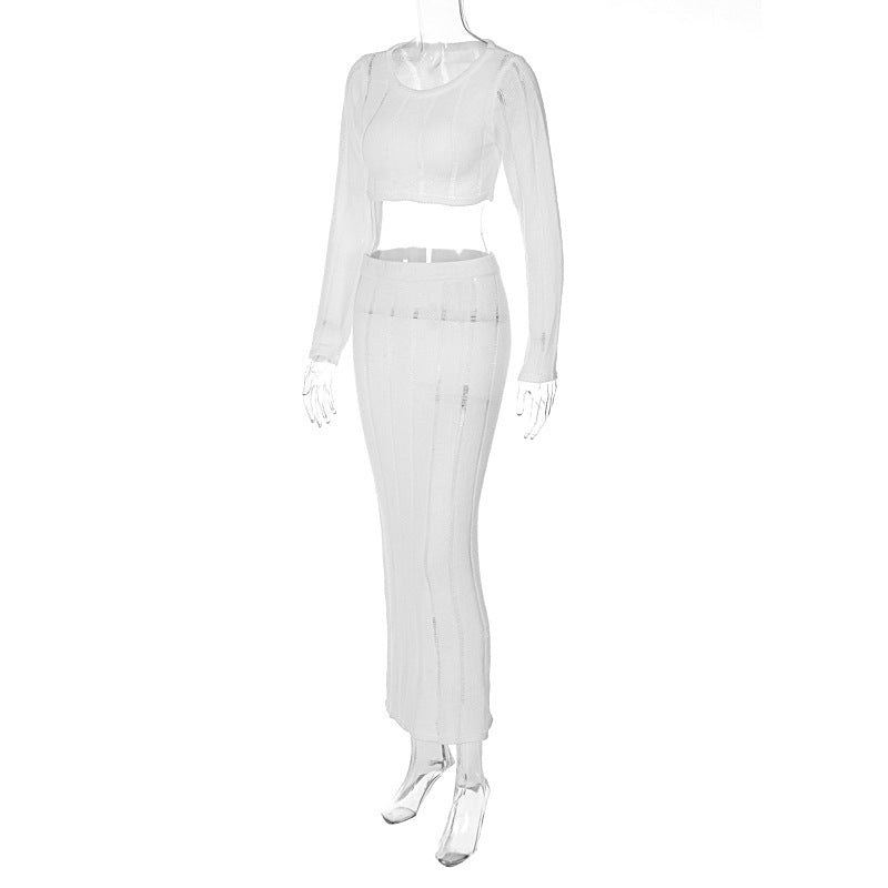 Elegant and Airy Crop Top with Matching Maxi Skirt