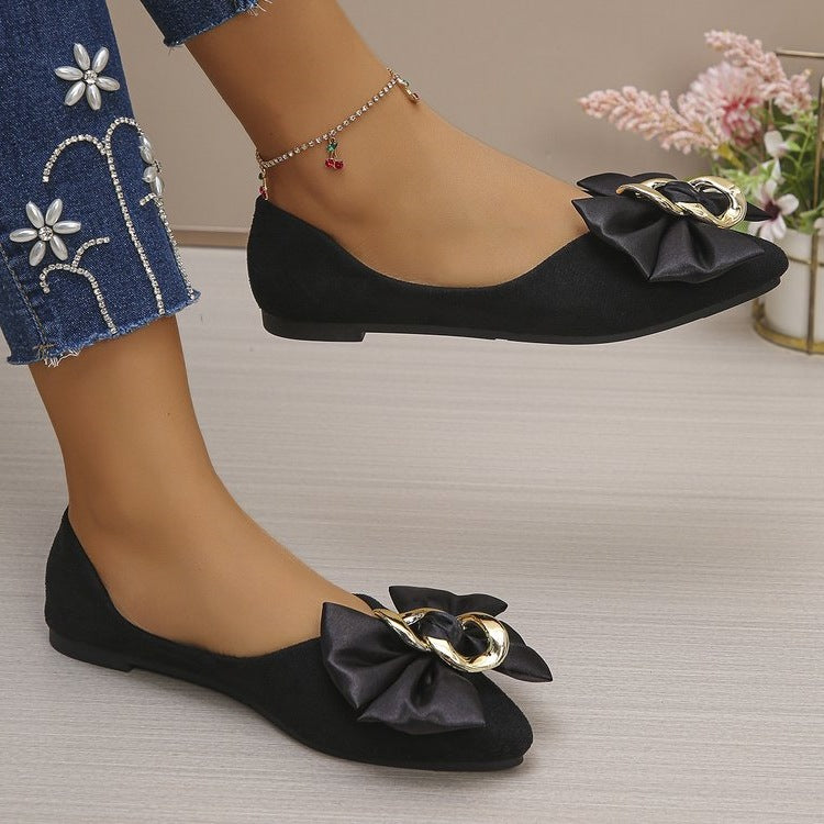 Women's Ballet Flats with Bow and Jewel Details