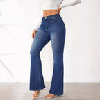 Women's Vintage-Style Bootcut Jeans with High Waist