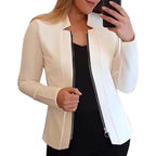 Women's Biker Jacket with Innovative Cut and Zipper Details