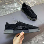 Women's Breathable Suede Casual Sneakers with Perforated Details