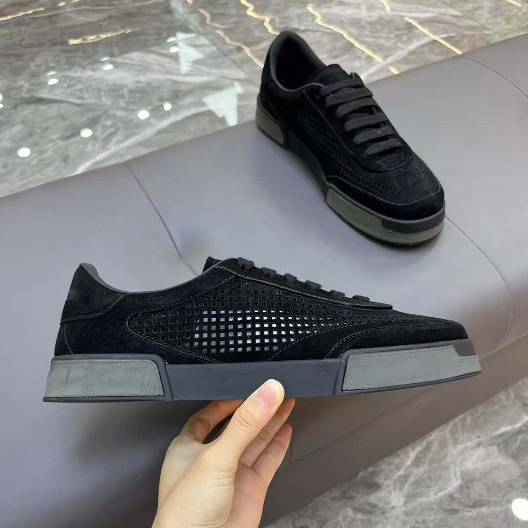 Women's Breathable Suede Casual Sneakers with Perforated Details