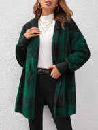 Women's Long Plaid Coat in Soft Material