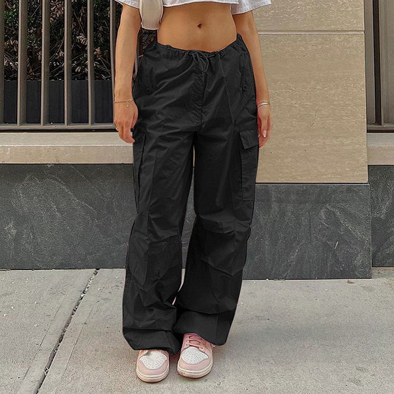 Women's Comfortable Cargo Pants with Elastic Waistband and Pockets