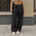 Women's Comfortable Cargo Pants with Elastic Waistband and Pockets