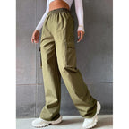 Women's Cargo Pants with Elastic Waistband and Practical Side Pockets