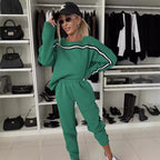 Women's Comfortable Sport Loungewear Set with Contrast Stripes