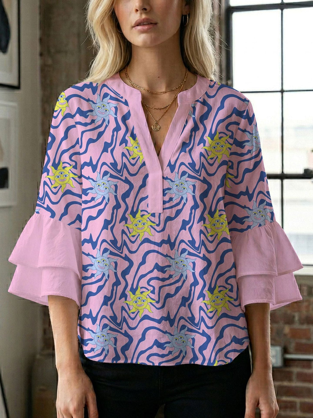 Women's Blouse with Beautiful Floral Design