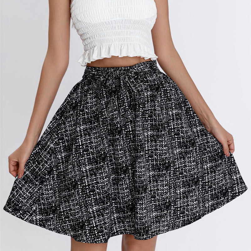 Women's Plaid Midi Skirt with Wide Cut