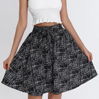 Women's Plaid Midi Skirt with Wide Cut