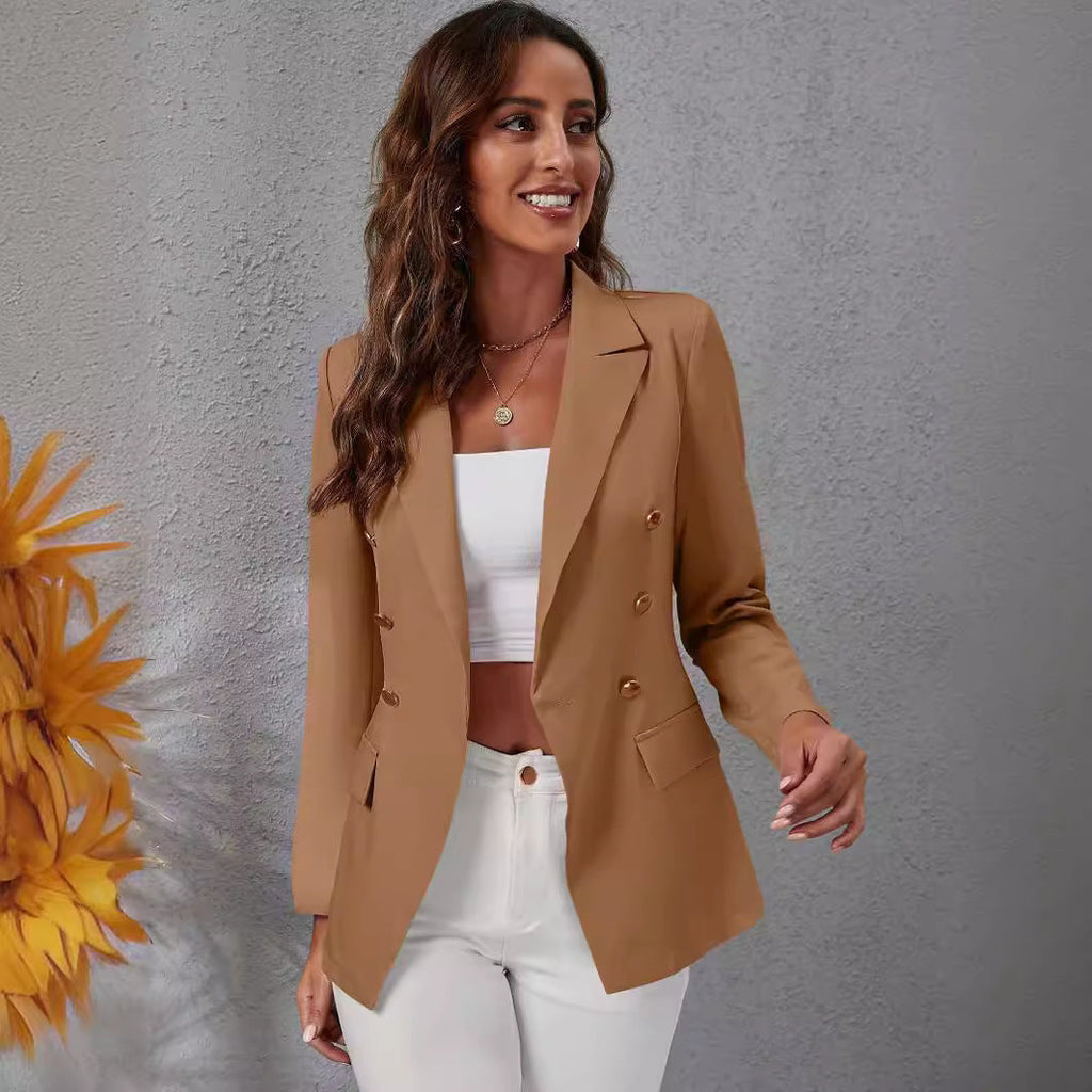 Elegant Double-Breasted Blazer with Side Pockets