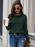 Women's Cozy Knit Sweater with High Collar and Textured Finish