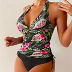 Women's Swimsuit with Floral Design and Adjustable Straps