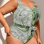 Women's Swimsuit with Stylish Wrap Belt and Attractive Pattern